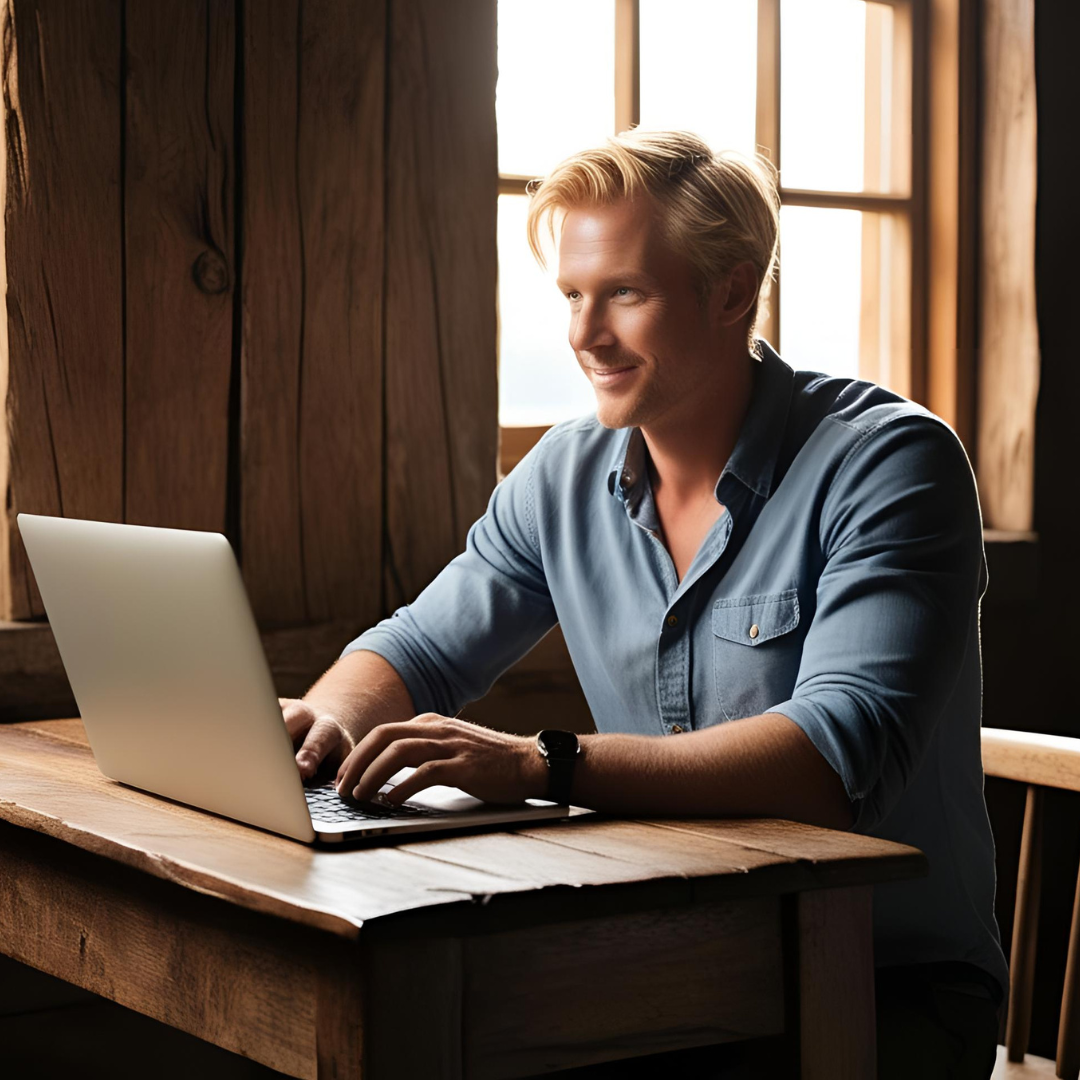 Mark de Bruin, technologie-expert, werkzaam in een moderne kantooromgeving.